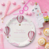 ピンクエレガントホットエアバルーン女の子ベビーシャワー ペーパープレート (パーティー)