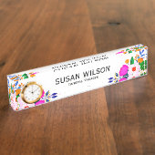 ピンクエレガントホワイトイエローフラワー総支配人 デスクネームプレート (側面)