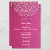 ピンクエレガントホワイトインディアンペイズリー結婚式 (正面/裏面)