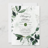 ピンクエレガントホワイトウォーター色の牡丹の結婚インビ 招待状 (正面)