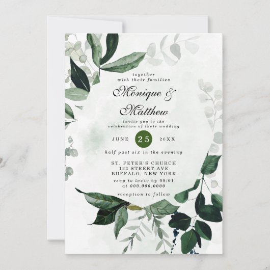 ピンクエレガントホワイトウォーター色の牡丹の結婚インビ 招待状 (正面)