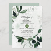 ピンクエレガントホワイトウォーター色の牡丹の結婚インビ 招待状 (正面/裏面)