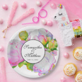 ピンクエレガントホワイトウォーター色の牡丹フローラ ペーパープレート (パーティー)