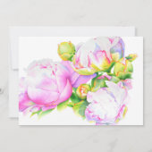 ピンクエレガントホワイトウォーター色牡丹ブライダルシャワー 招待状 (裏面)