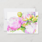 ピンクエレガントホワイトウォーター色牡丹RSVPカード 出欠カード (裏面)