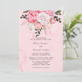 ピンクエレガントホワイトウォーター花模様結婚ズ 招待状 (スタンド正面)