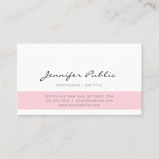 ピンクエレガントホワイトクリーンプレーンプロフェッショナル 名刺 (正面)