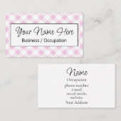 ピンクエレガントホワイトジンガ市松模様にハム 名刺 (正面/裏面)
