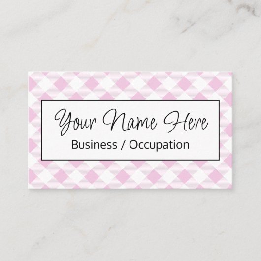 ピンクエレガントホワイトジンガ市松模様にハム 名刺 (正面)