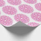 ピンクエレガントホワイトダリア誕生日結婚ズラップ ラッピングペーパー (角)