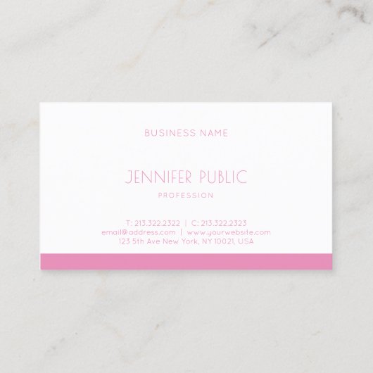 ピンクエレガントホワイトテンプレートモダンプロフェッショナル 名刺 (裏面)