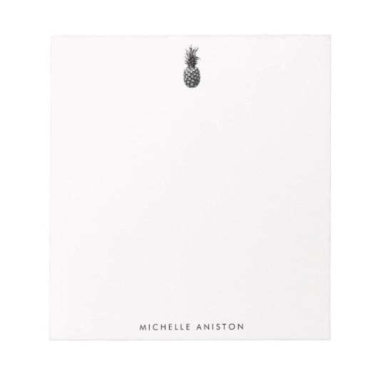 ピンクエレガントホワイトパイナップルカスタム ノートパッド (正面)