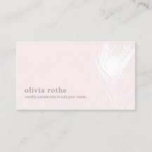 ピンクエレガントホワイトピーコックフェザー名刺