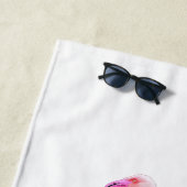 ピンクエレガントホワイトフラミンゴ |モノグラムカスタム ビーチタオル (インサイチュ)