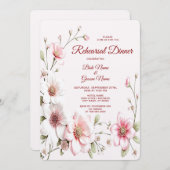 ピンクエレガントホワイトフローラリハーサルディナー 招待状 (正面/裏面)