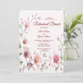 ピンクエレガントホワイトフローラリハーサルディナー 招待状 (スタンド正面)