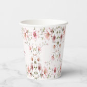 ピンクエレガントホワイトフローラ紙カップ 紙コップ (裏面)