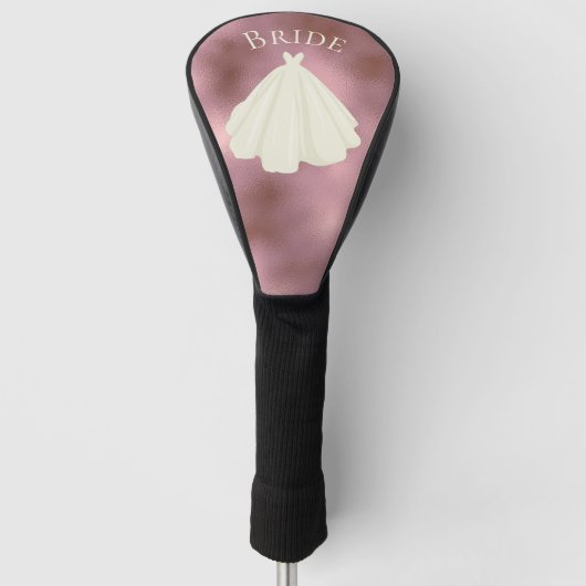 ピンクエレガントホワイトブライドガウンタイポグラフィ結婚ズ ゴルフヘッドカバー (正面)