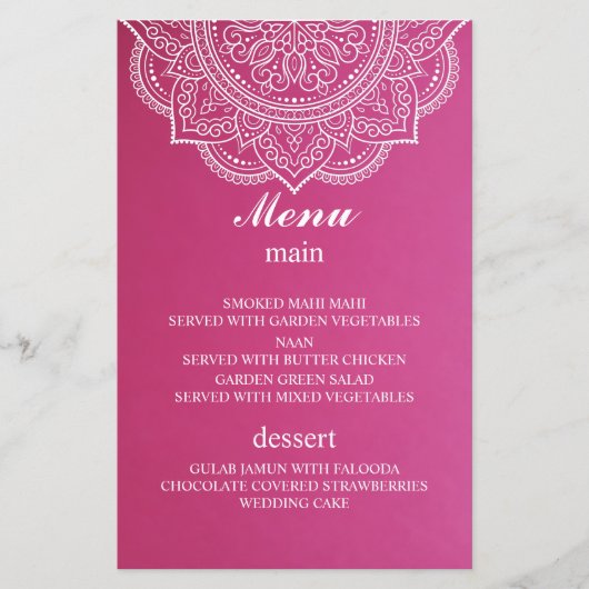 ピンクエレガントホワイトペイズリーインディアンヒンドゥー結婚ズ (正面)