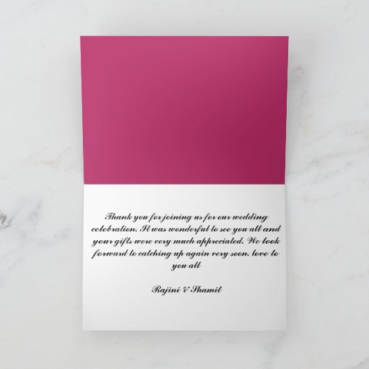 ピンクエレガントホワイトペイズリーインディアンヒンドゥー結婚ズTh サンキューカード (内部)