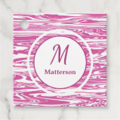 ピンクエレガントホワイトモノグラモダンムカスタム フェイバータグ (正面)