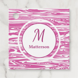 ピンクエレガントホワイトモノグラモダンムカスタム フェイバータグ