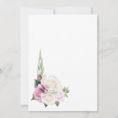 ピンクエレガントホワイトローズフローラ結婚アーチ 招待状 (裏面)