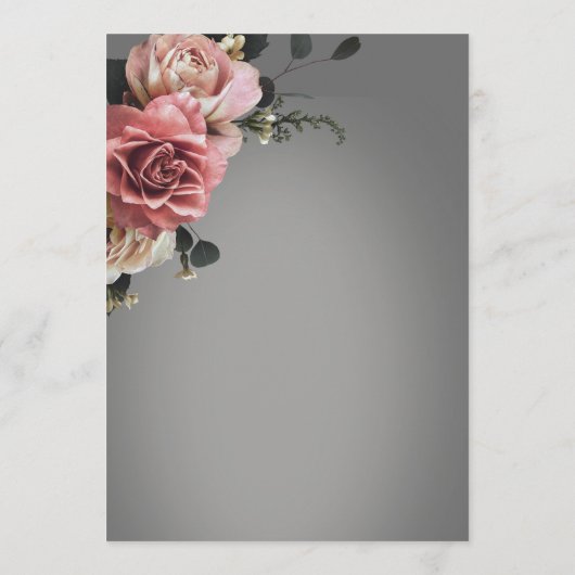 ピンクエレガントホワイトローゼズフローラグレイ結婚ズ メニュー (裏面)