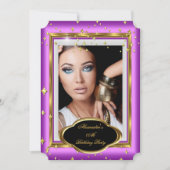 ピンクエレガントホワイト金ゴールドフォトバースデーパーティー3 招待状 (正面)