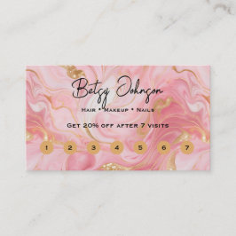 ピンクエレガントホワイト金ゴールドフラットロイヤリティカード ロイヤリティカード