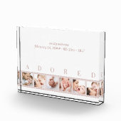 ピンクエレガントホワイトADOREDベビー誕生統計と6 フォトブロック (右)
