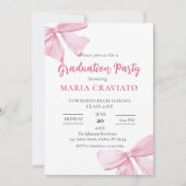 ピンクエレガントボウズ卒業パーティー招待状 招待状 (正面)