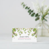 ピンクエレガントボタニカルカスタムビジネスカード 名刺 (スタンド正面)