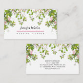 ピンクエレガントボタニカルカスタムビジネスカード 名刺 (正面/裏面)