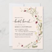 ピンクエレガントボタニカルワイルドフラワーブライダルブランチ 招待状 (正面)