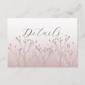 ピンクエレガントボタニカルQRコードの結婚詳細 エンクロージャーカード (正面)