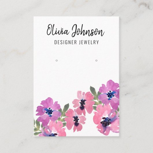 ピンクエレガントボホフラワージュエリーイヤリングディスプレイ 名刺 (正面)