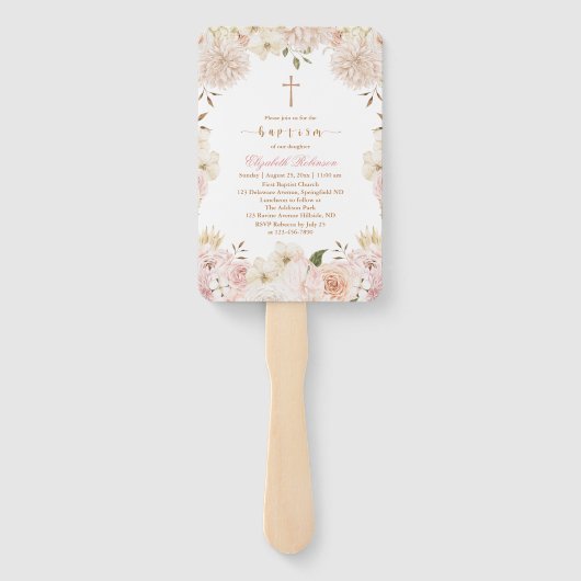 ピンクエレガントボホフローラバプテスムセット ハンドファン (裏面)