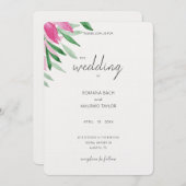 ピンクエレガントボホフローラ水彩画 招待状 (正面/裏面)