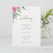 ピンクエレガントボホフローラ水彩画 招待状 (スタンド正面)