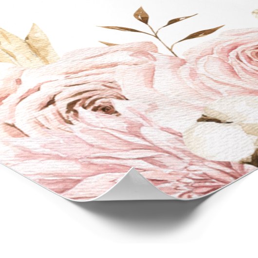 ピンクエレガントボホフローラ洗礼ポスター ポスター (角)