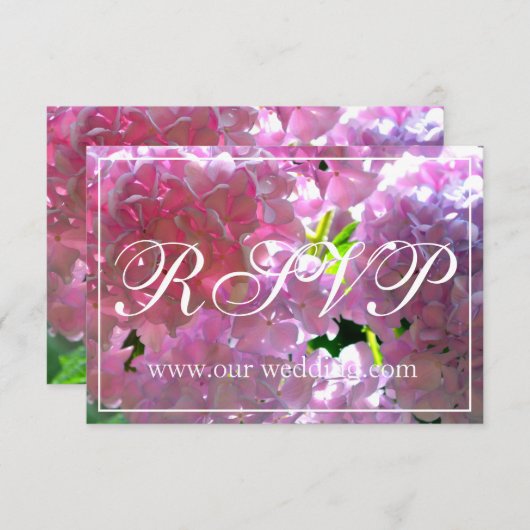 ピンクエレガントボホ花模様花アジサイRSVP セーブザデート (正面/裏面)