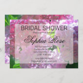 ピンクエレガントボホ花模様花ブライダルシャワー 招待状 (正面/裏面)