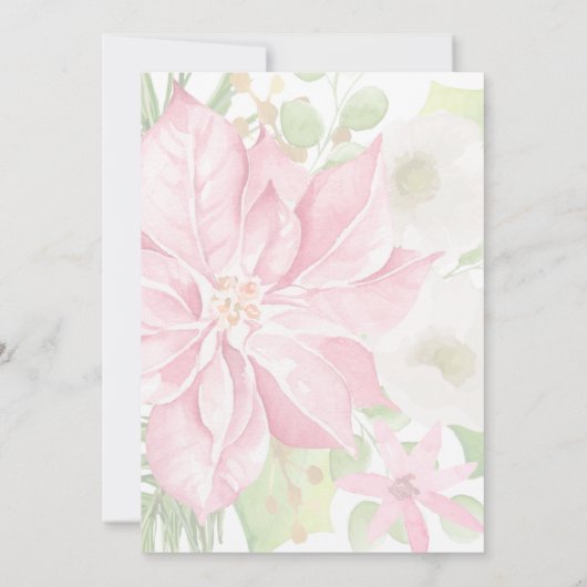 ピンクエレガントポインセチアフローラクリスマス 招待状 (裏面)