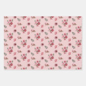 ピンクエレガントポインセティアスクリスマスホリデーパターン ラッピングペーパーシート (正面3)