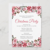 ピンクエレガントポインセティアスフローラクリスマスパーティー 招待状 (正面)