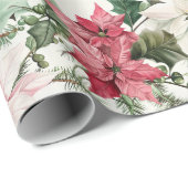 ピンクエレガントポインセティアス・クリスマス ラッピングペーパー (ロールコーナー)