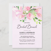 ピンクエレガントマグノリアウォーター色ブライダルブランチ 招待状 (正面)