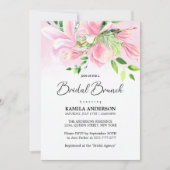 ピンクエレガントマグノリアウォーター色ブライダルブランチ 招待状 (正面)