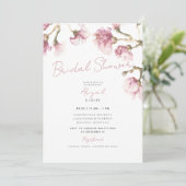 ピンクエレガントマグノリアフローラブライダルシャワー 招待状 (スタンド正面)